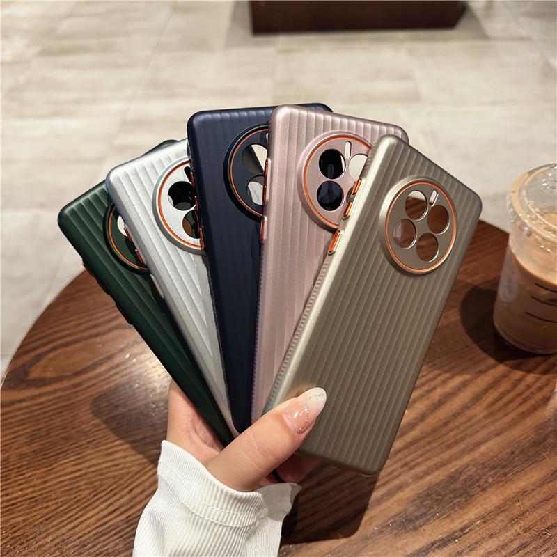 For Huawei Mate 50 50E 40 40E 30 30E Pro Plus Corrugated Grain Plating Metallic Paint Anti Fingerprint PC Shockproof Anti-Slip Back Cover Case Shell