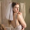V805 Soft White Double-Layer Bridal Veil - Short Style for Photoshoots & Styling