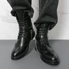 Men's Punk Style Motorcycle Boots - Wear-Resistant Leather, Thick Mid-Calf, Plus Size, Autumn/Winter Martin Boots