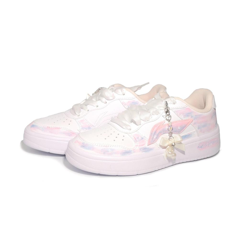 Li Ning Floating Boat Slip Resistant, Abrasion Resistant, Breathable Low top Skateboard Shoes Women's White AGCS420-6(Team747-)