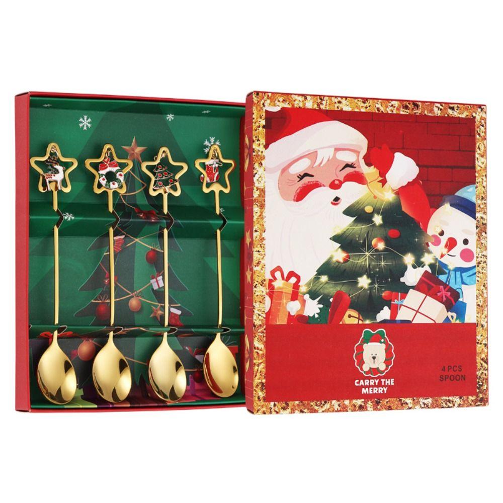 Christmas Tree Decoration Christmas Dessert Spoon 410 Stainless Steel Coffee Spoon
