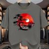 Men's Summer Pure Cotton Fashionable Casual Loose Fit Printed Round Neck Short Sleeved T-shirt Top