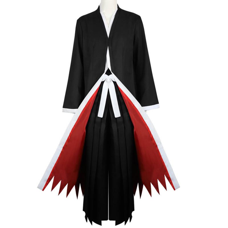 Anime Bleach Kurosaki Ichigo Cosplay Costume Samurai Black Cloak Robe Kimono Pants Sets Halloween Christmas Party Clothes