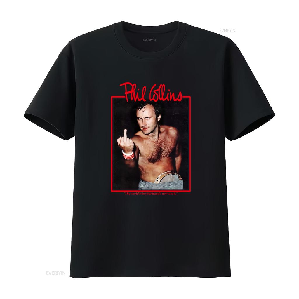 Camiseta Vintage de los 90 de Phil Collins Diseño Icónico de Estrella de Rock Perfecta para Amantes de la Música vintage Lavada gráfica Transpirable Cómoda