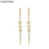 925 Silver Needle Long Chain Stud Earrings For Women Exquisite Zircon Geometric Tassel Pendant Earrings Luxury Jewelry