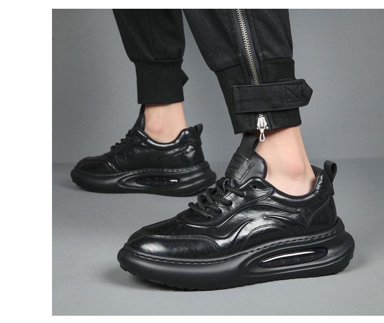 Men's Trendy Leather Mid-Top Height-Boost Sneakers for Autumn/Winter