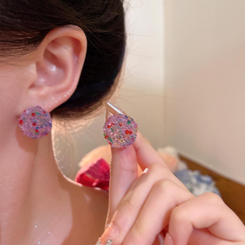 Colored Diamond Candy Love Stud Earrings Female Sweet Personality Earrings Year Ears