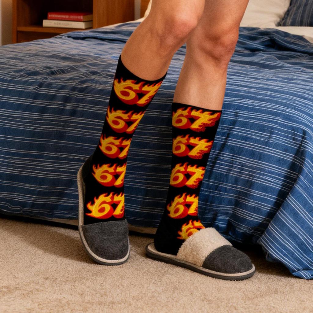 Sports Socks Fun Unisex Funny Apparel Accessories Fun Six Seven Sock For Daily Commuting Walking Outdoor Cycling Skiing Hiking