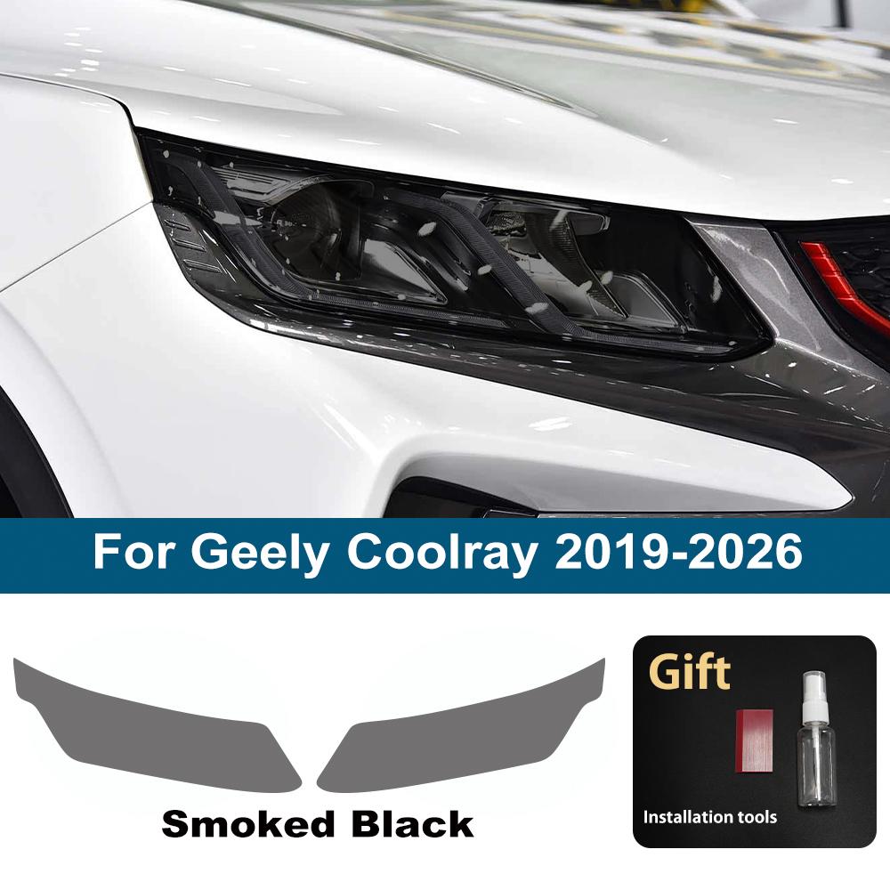 For Geely Coolray Coolray L High Gloss Smoke Black Pre-Cut Headlight Protection Film TPU PPF Kit Anti-Scratch Vinyl Wrap Cover