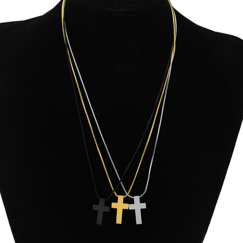 Simple fashion style mirror necklace cross collarbone chain stainless steel personalized pendant item