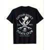 T Shirts Online Men Short Men Captain Hook Pirate Crew T-Shirt Neverland Adventure Graphic Tee Vintage Pirate Ship Skull Design Soft Breathable
