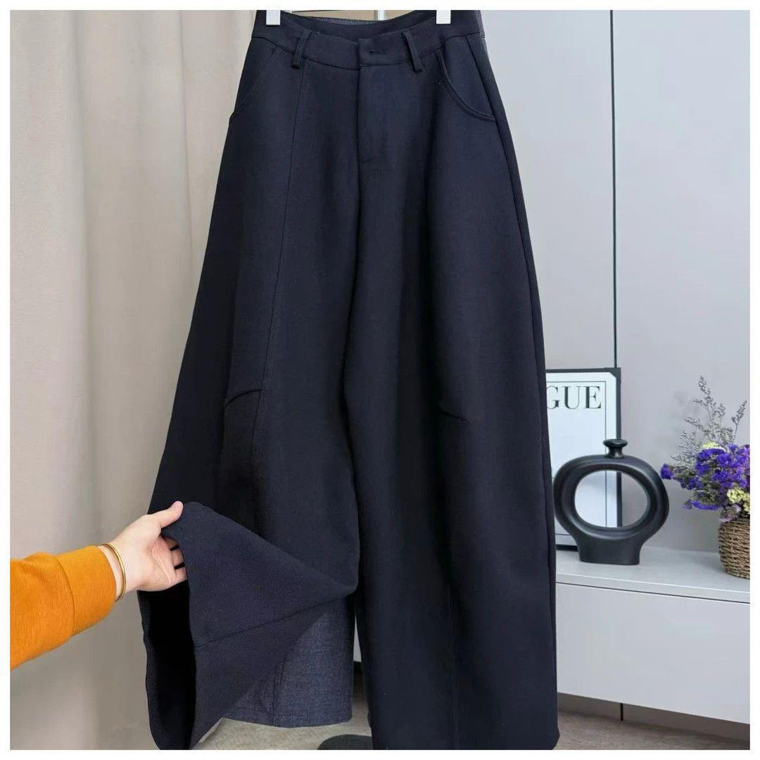 

Women s Spring 2026 Woolen Wide-Leg Pants: High Waist, Slimming, Floor-Length, Loose Casual Fit. XL: 130-150 jin