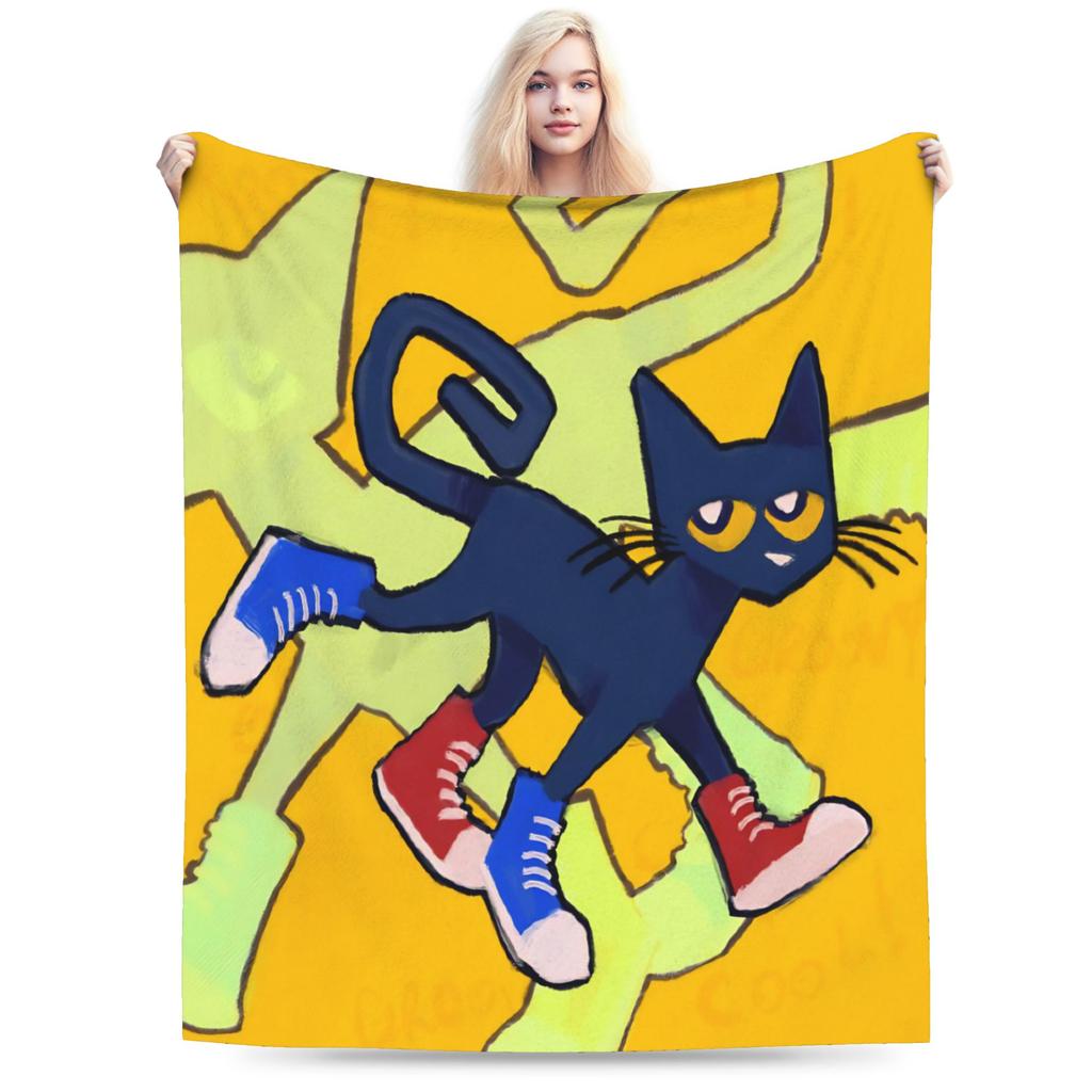 Мультяшное одеяло Sun Pete The Cat Фланелевое покрывало для самолета Путешествия Персонализированное Мягкое Теплое Постельное белье