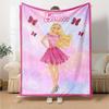 Barbie Pink Dress Flannel Blanket Super Soft Warm Cozy Blanket For Sofa Bed Office Travel Allseason Home Decor Gift