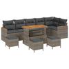 Ensemble de canapé de jardin vidaXL 10 pièces avec coussins gris poly rattan acacia 3363073