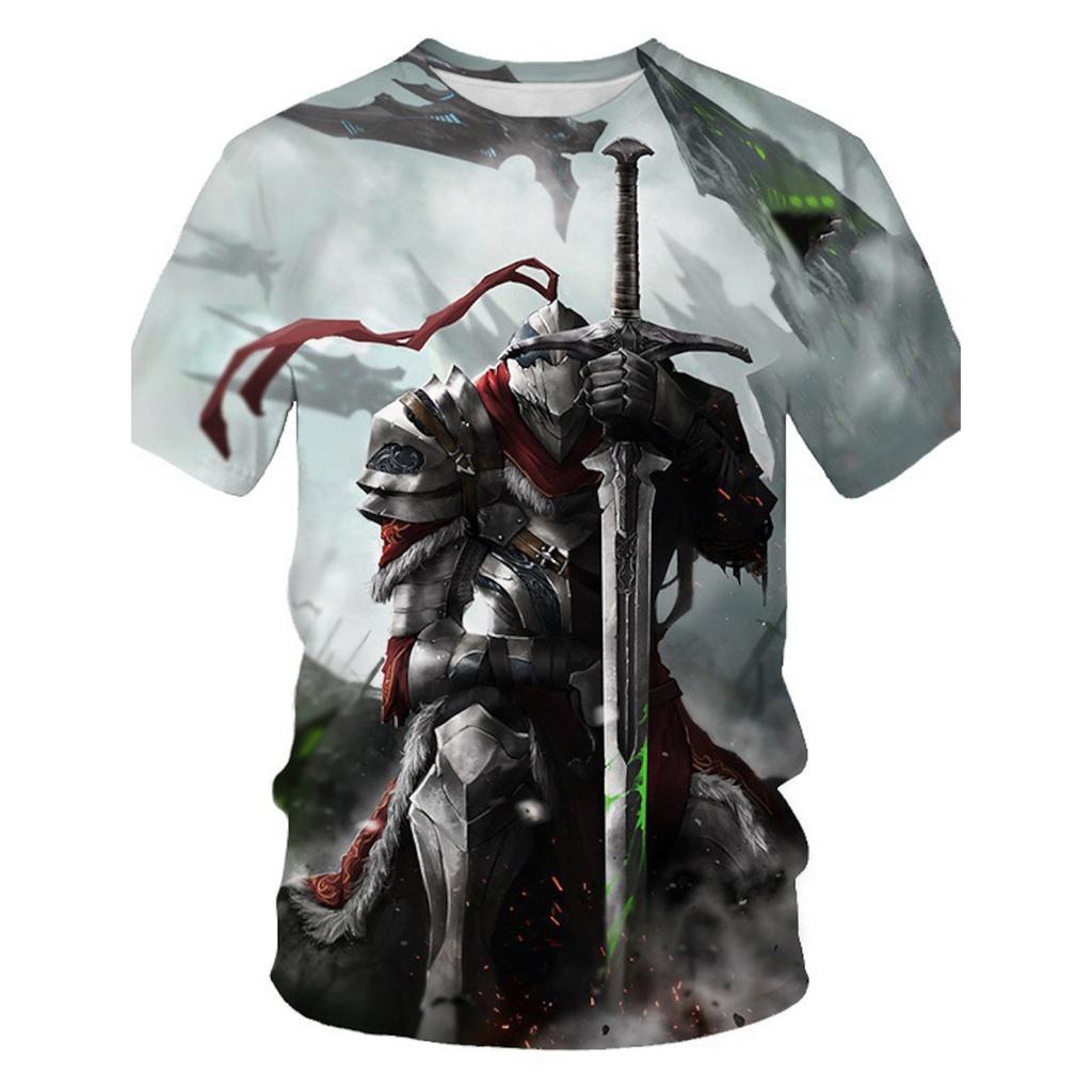 Summer Round Neck 3D The Knights Templar Crusades Pattern Print Top Fashionable Casual Short Sleeved Men's T-shirts