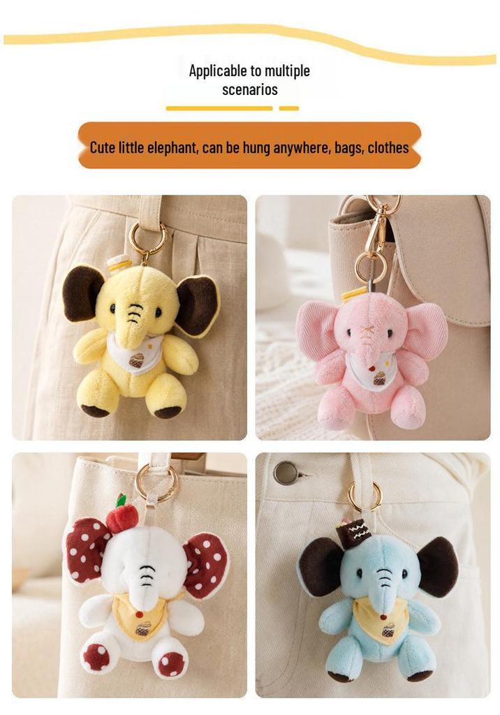 Adorable Jointed Elephant Plush Keychain Charm for Kids