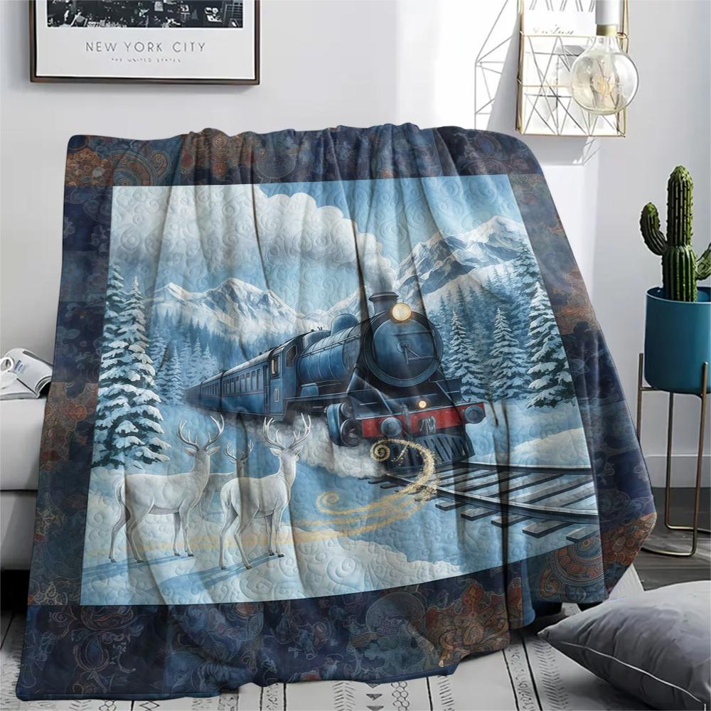 1Pc Cartoon Print Flannel Blanket, High Quality Comfortable for All Seasons, Home Decor, Warmth and Comfort, Perfect for Christmas Birthday Gift
