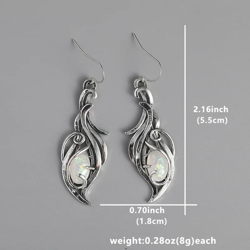 1 Pair Elegant Jewelry For Festivals And Special Occasions Silver Bohemian Opal Pendant Earrings Wedding Anniversary Accessories