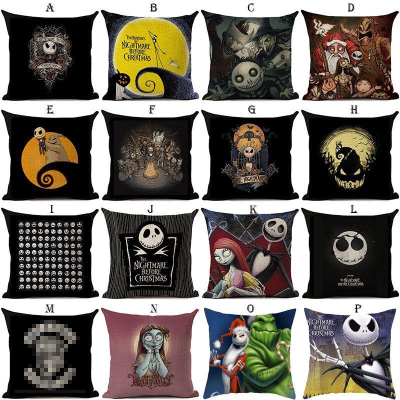 Nightmare Before Christmas Baumwolle Leinen Wurfkissenbezug Sofakissenbezug Heimdeko