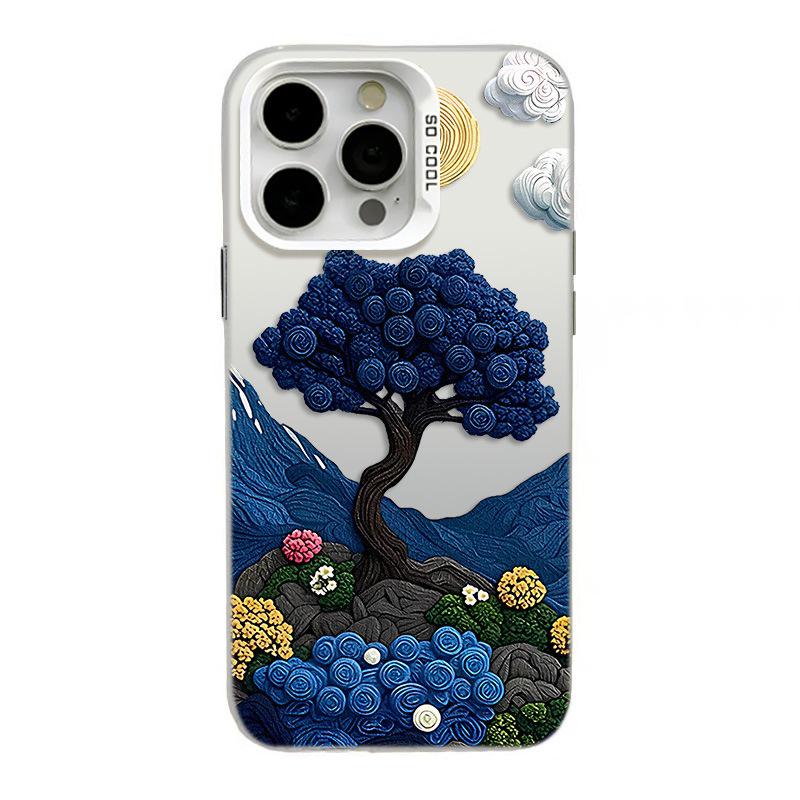 Custodia per iPhone 17 Pittura a Olio per Apple 15 Pro Max, Argento, Compatibile con 14 Pro/13/16 Pro, Transfrontaliero.