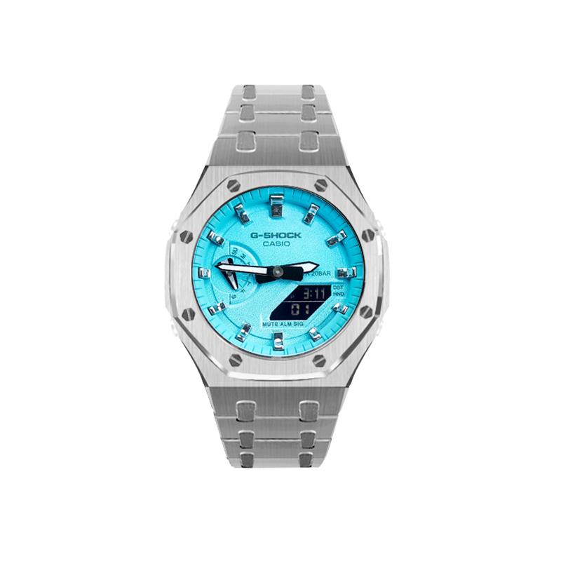 CASIO Unisex Liquid Crystal/Analog Dual Display Series Blue Watch GA-2100SKE-7A