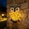 Wall Solar Lights Outdoor Weatherproof Metal Waterproof Sculpture Solar Powered Owl Wall Art for Garden Yard Pathway Lawn Fence