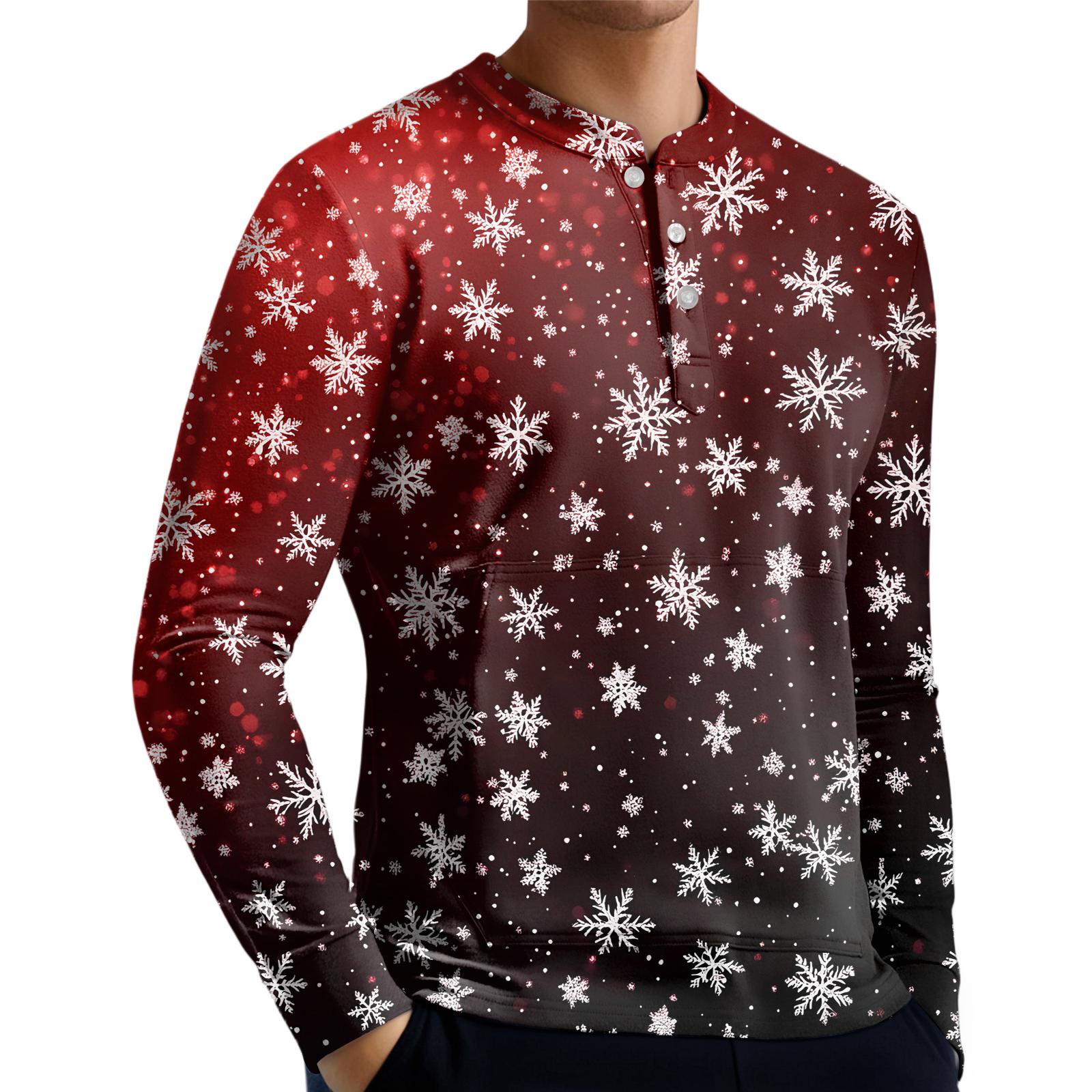 

Men s Casual Button-Down Sweatshirt Fashion Printed Long Sleeve Shirt Pullover XXL