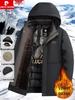Pierre Cardin Men's Mid-Length Thickened Winter Parka with Golden Sable Velvet