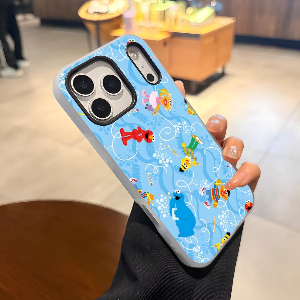 

S-Sesame S-Street Phone Case For IPhone 17 Air 16 E 15 14 Plus 13 12 11 Pro Max Jelly 2 In 1 Protective Case iPhone17