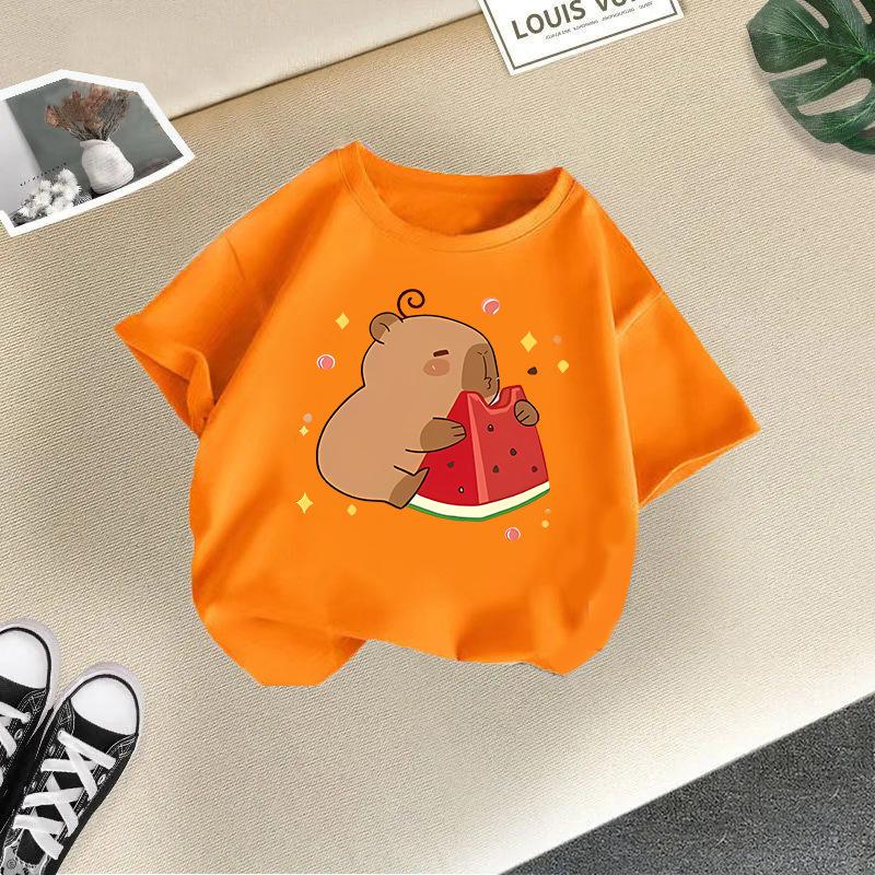 Children's Casual Short-sleeved T-shirt, Summer Boys' And Girls' Cute Capri Blouse