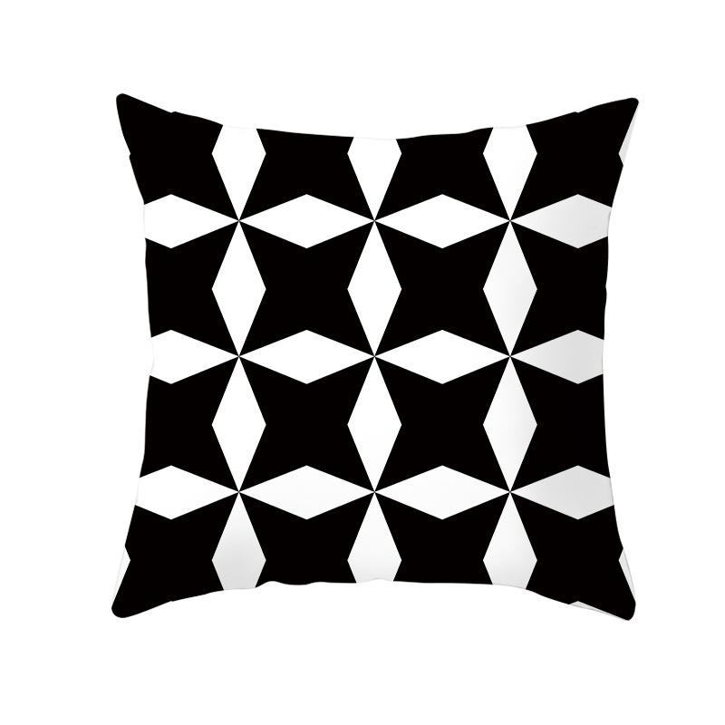 Simple Black and White Plaid Geometric Wave Pattern Cushion Cover Home Living Room Sofa Decorative Pillow Pillow Cover