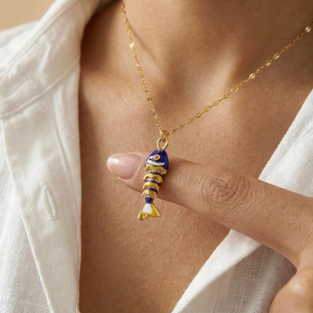 Edelstahl Inlay Zirkon Muschel Anhänger Halskette für Damen Meeres Serie Hummer Krabbe Fisch Choker Strandparty Schmuck