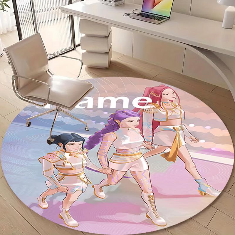 Personalized K-KPop Demon Hunters Round Chair Office Rug - Perfect for Mat, Office Chair & More - Ideal Gift for Birthdays and Holidays
