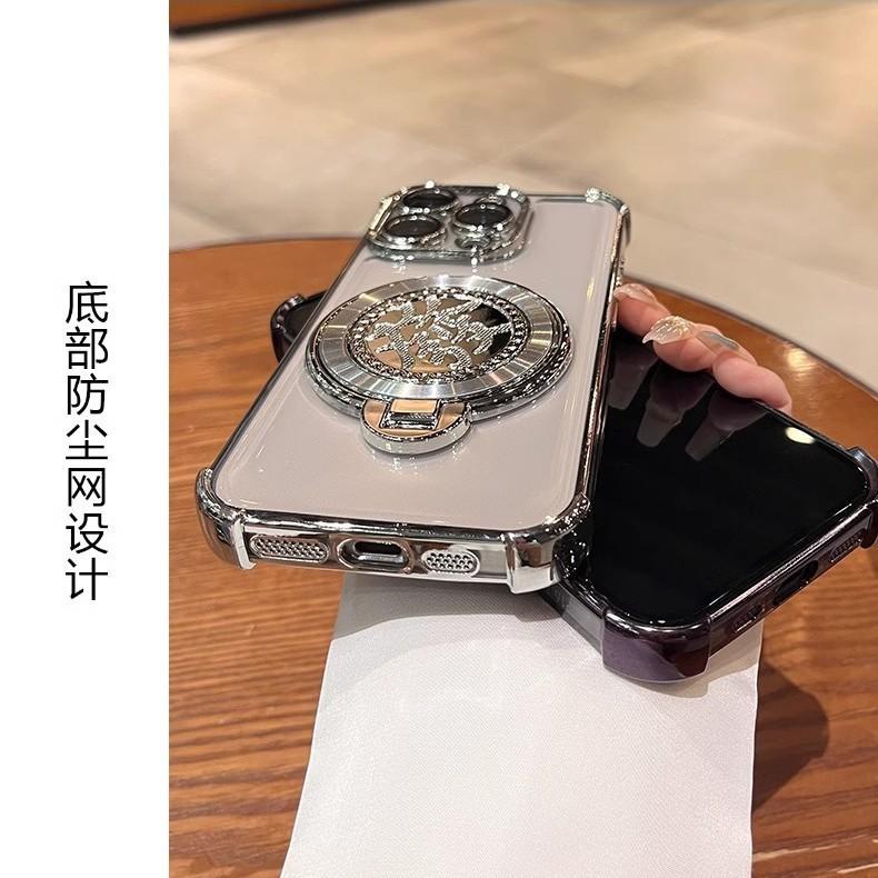 Four corners anti-drop applicable iPhone17Promax mobile phone case New Year's fortune bracket Apple 15 electroplating protective case