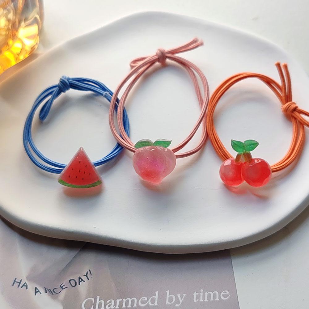5pc European and American Fruit Cherry Elastic Hair Bands for Women Girls Hair Ties Rope Korean Hair Accessories Gift