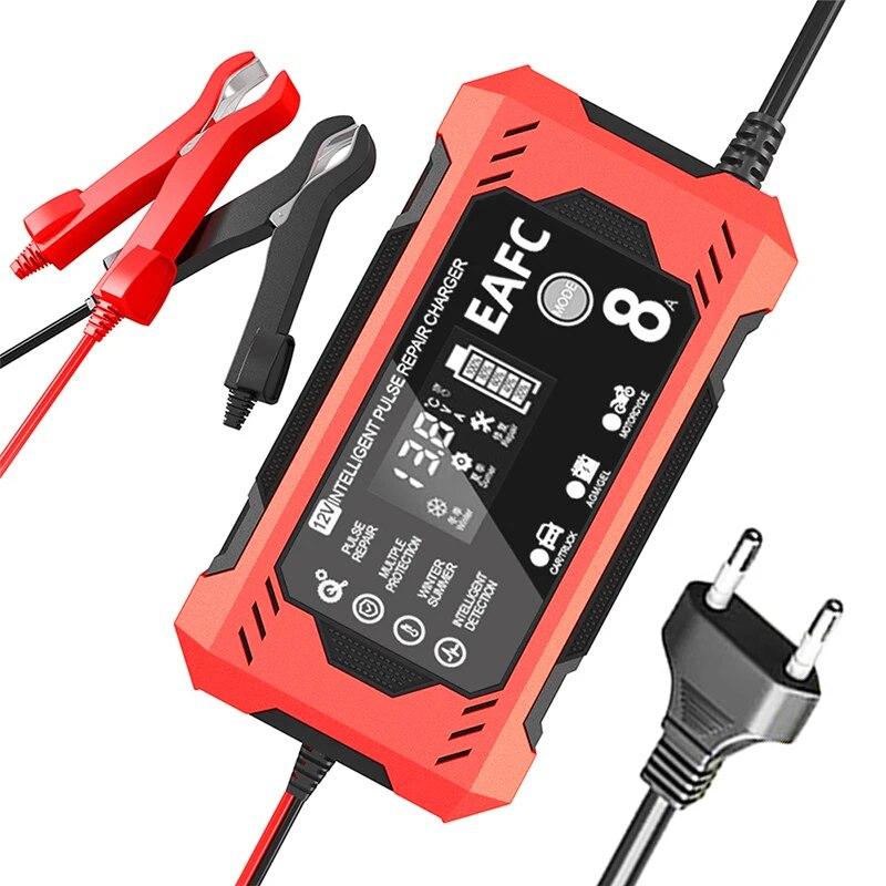 Car Battery Charger 12V 8A 10A Touch Screen Pulse Repair Digital LCD Display Smart Fast Charger for Car Motorcycle