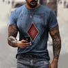 Men's Short-sleeved T-shirts Summer Casual Retro Hip-hop Style Round Neck Playing Card Pattern 3Dprinted  Oversized T-shirts