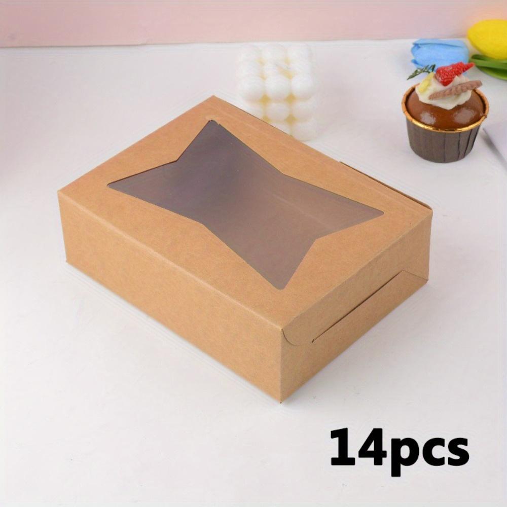 14pcs Bakery Boxes with Windows Dessert Box Cookie Boxes Small Treat Box Mini Cake Boxes for Dessert Macarons Chocolates Pastry and Baked Goods Boxes
