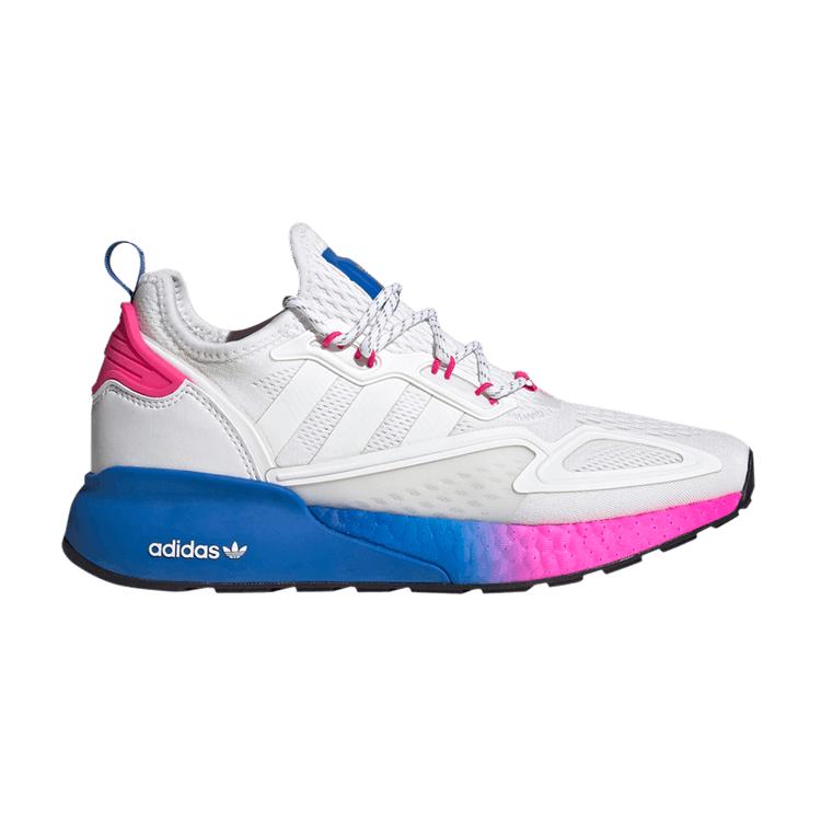 あ Compre Adidas ZX 2K Boost Branco Rosa Azul Tênis Feminino Nuvem