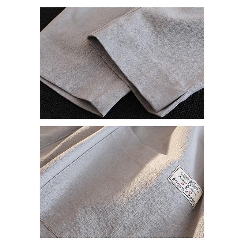 JEEP SPIRIT Herren Dünne Baumwoll-Leinen Gerade Cropped Hose