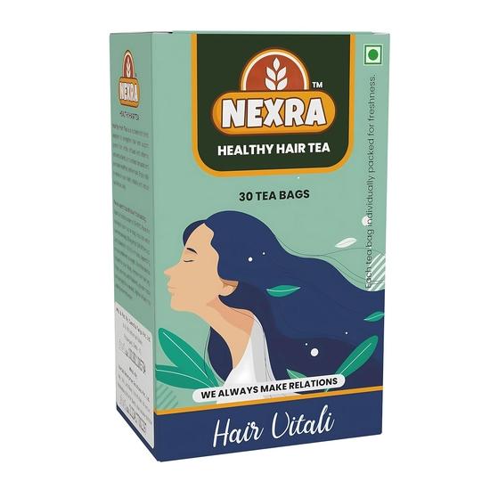 Nexra Healthy Hair Tea 30 Bags | Ayurvedic Herbal Blend with Bhringraj, Tulsi, Amla, Moringa  | Nourishing Tea for Strong Shiny Healthy Hair 60g 60GM