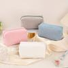1pc Corduroy Makeup Bag Pencil Case Large Capacity Solid Stationery Storage Bag School Desktop Organizer Travel Lipstick Bag