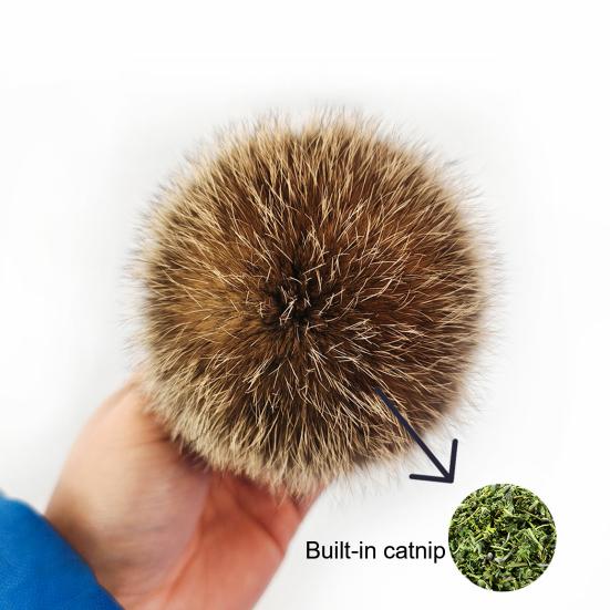 Faux Rabbit Fur Cat Ball Fluffy Catnip Ball Cat Toy Soft Furry Ball Stimulates Cats Hunting Instinct for Kittens Indoor Play Exercise