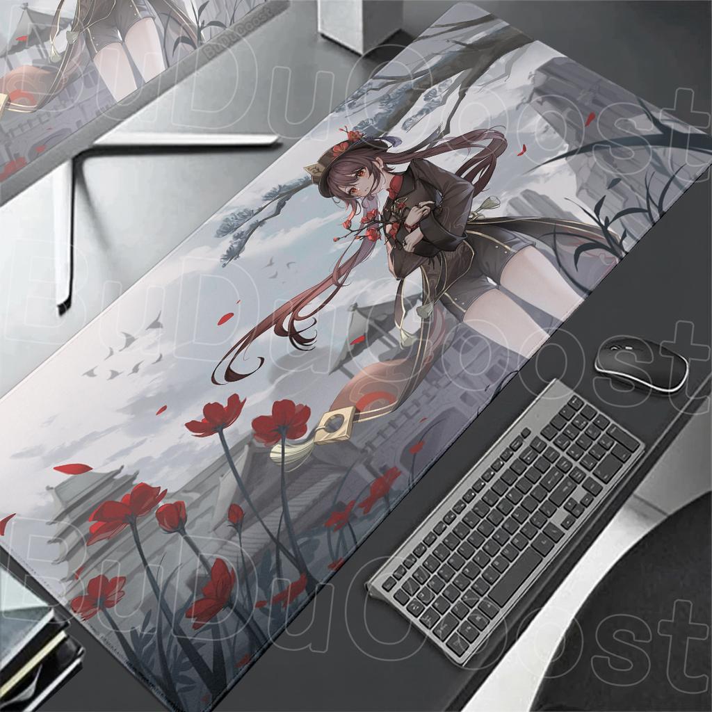30x60cm Anime Gaming Mousepad HD Print Computer Speed Gamer Cabinet Deskmat 30x80cm Genshin Impact Hu Tao Kawaii Laptop Mice Mat