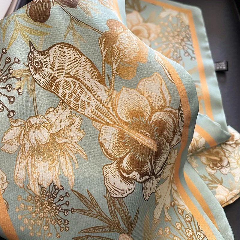 Elegant Flower Print Cross Tie Scarf Thin Slender Decorative Neck Scarf Women's Professional Matching Shirt Small Scarf