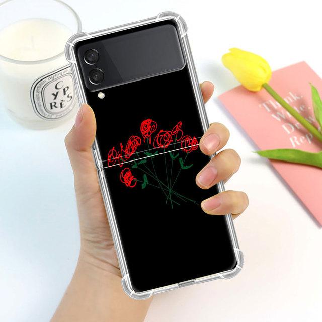 

Роскошный роскошный чехол с цветком для Samsung Galaxy Z Flip 3 4 5g Funda Z Flip3, прозрачный жесткий противоударный чехол для ПК, чехол для телефона Samsung Z Flip 5G