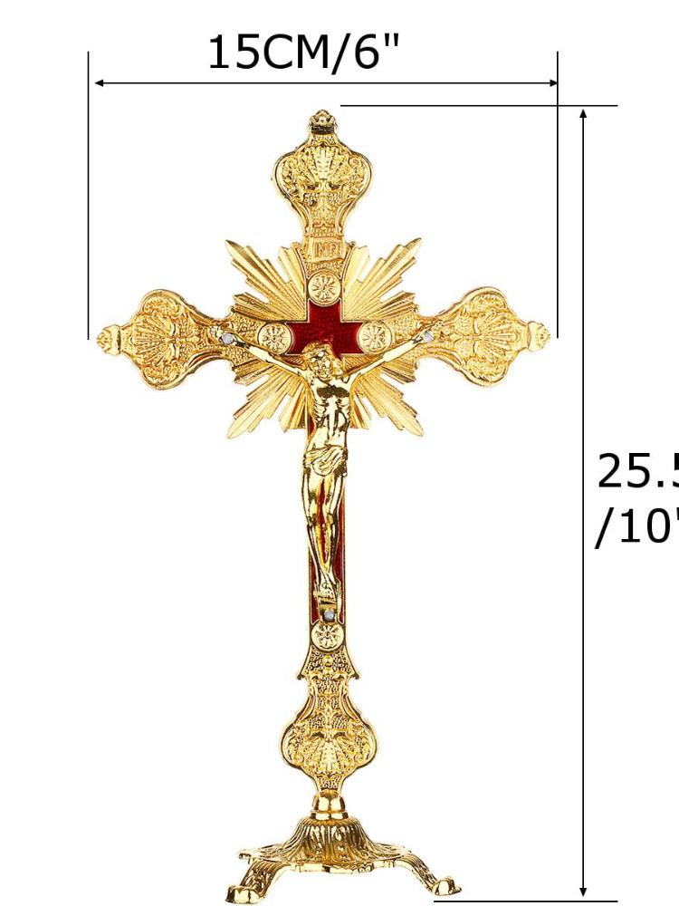 1Pc Church Relics Figurines Crucifix Jesus Christ on Stand Cross Home Chapel Wall Decor Decoration Home
