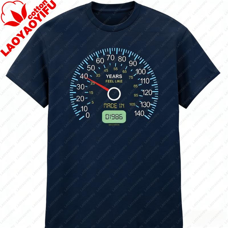 Unisexs 40th Birthday TShirt Speedometer Born In 1986 Years Feel Like Slogan Oversized T Shirt Women Clothes Graphic T Shirts Tops