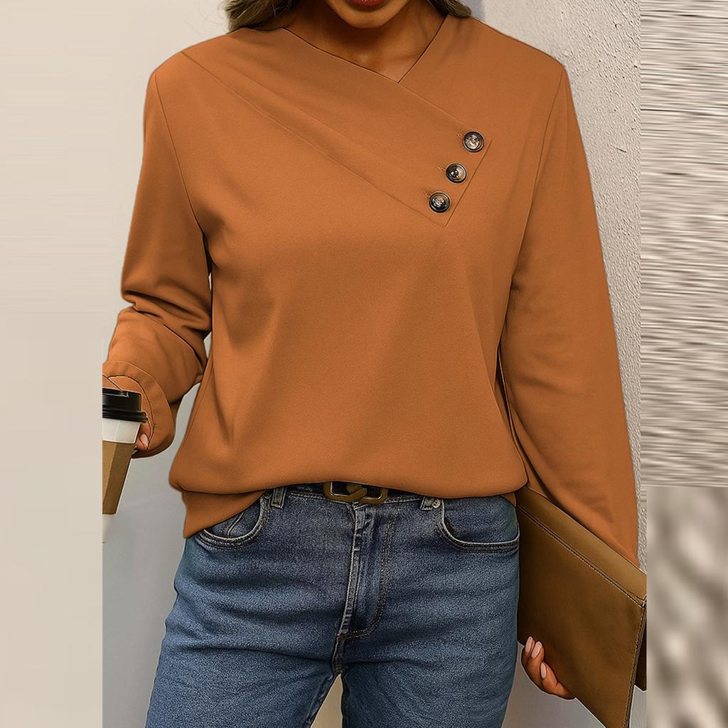 Women's Casual V,neck Long,Sleeved Pullover Color Sweatshirt
